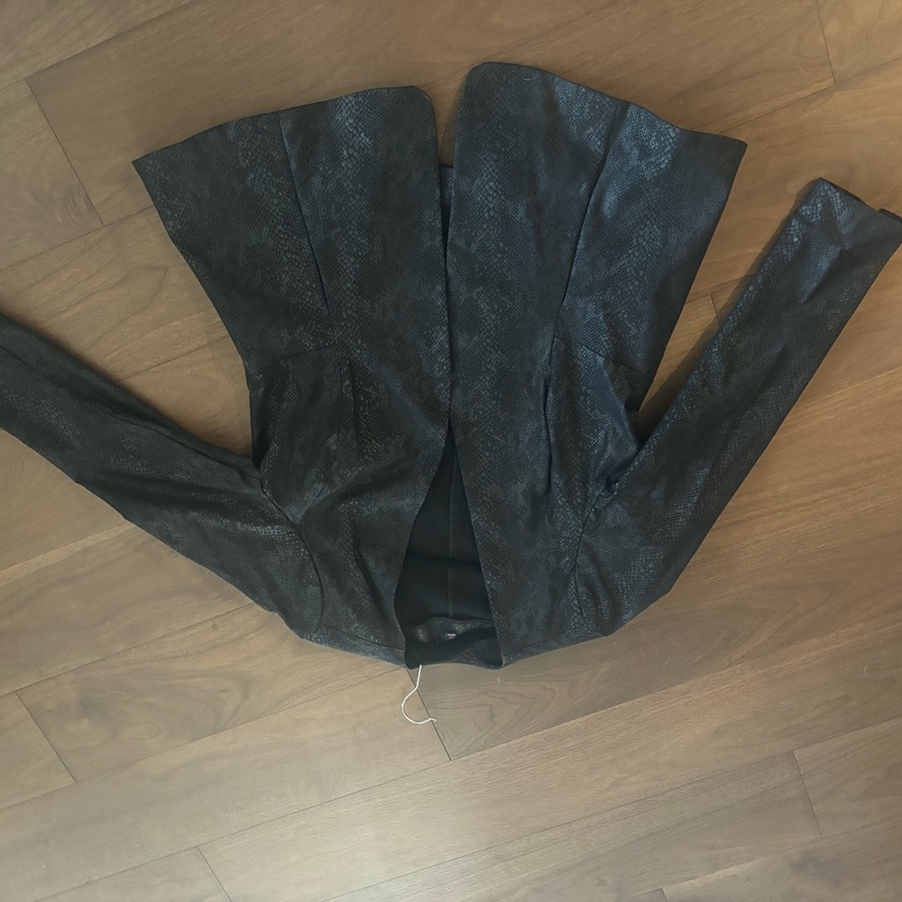 Black Snake skin look Peplum Suit Jacket